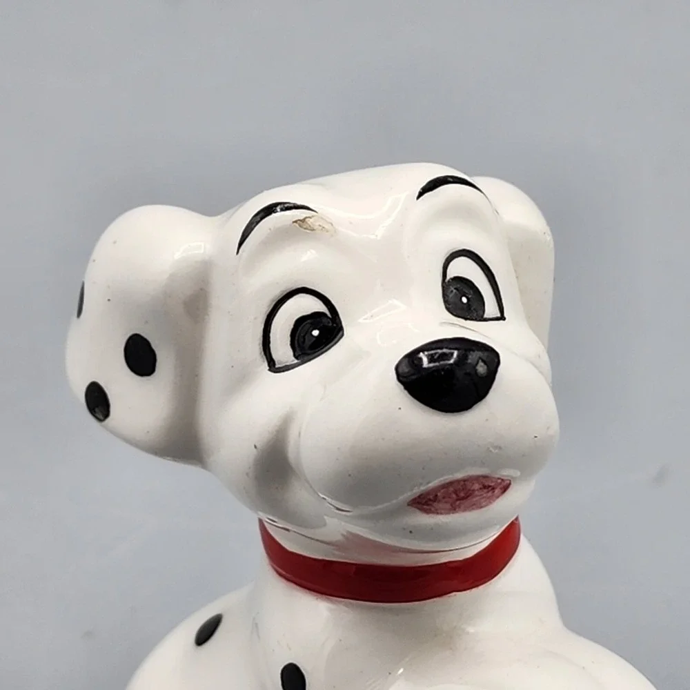 Vintage Porcelain Disney Dalmatian Dog Puppy Figurine Red Collar China